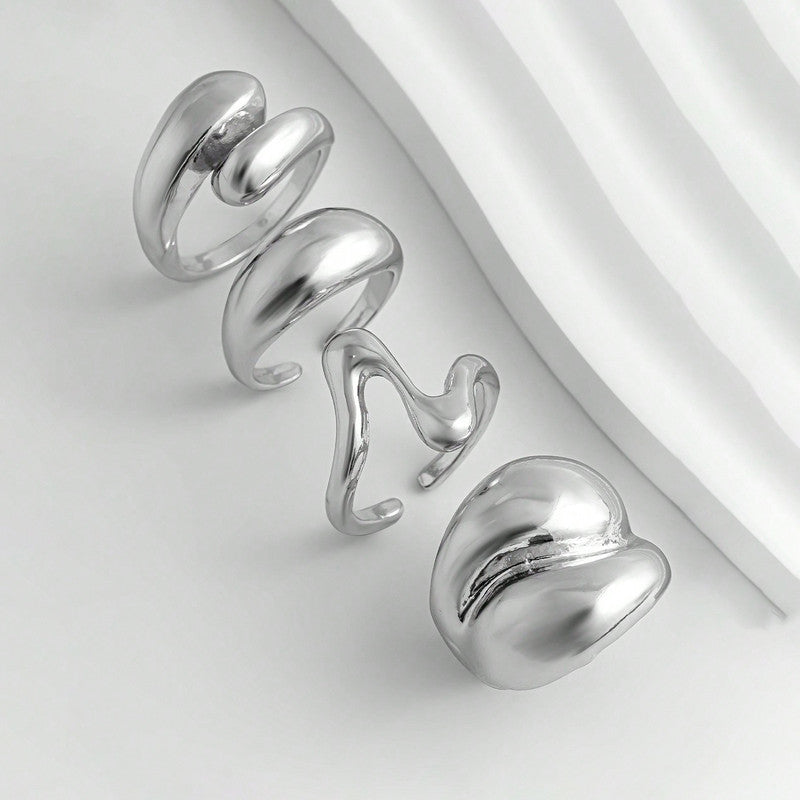 Trending Silver Plated Set of 4 Stackable Finger Rings - MySmartBazaar