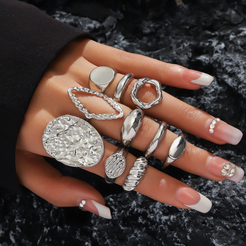 Trending Silver Plated Set of 10 Stackable Finger Rings - MySmartBazaar