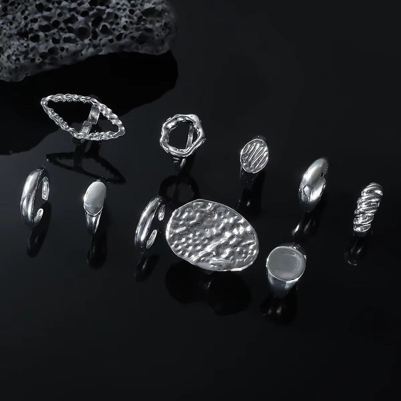 Trending Silver Plated Set of 10 Stackable Finger Rings - MySmartBazaar