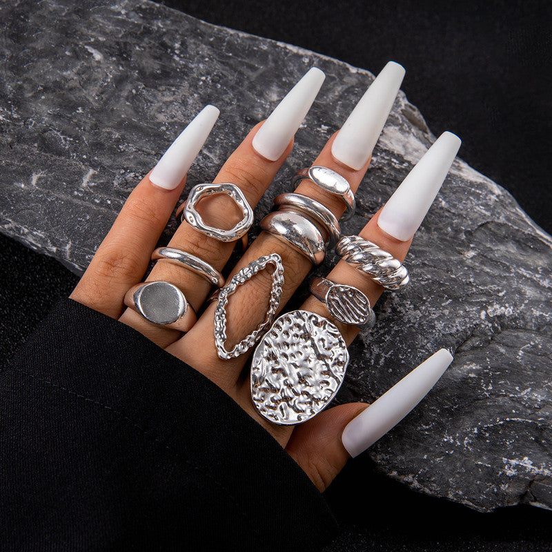 Trending Silver Plated Set of 10 Stackable Finger Rings - MySmartBazaar
