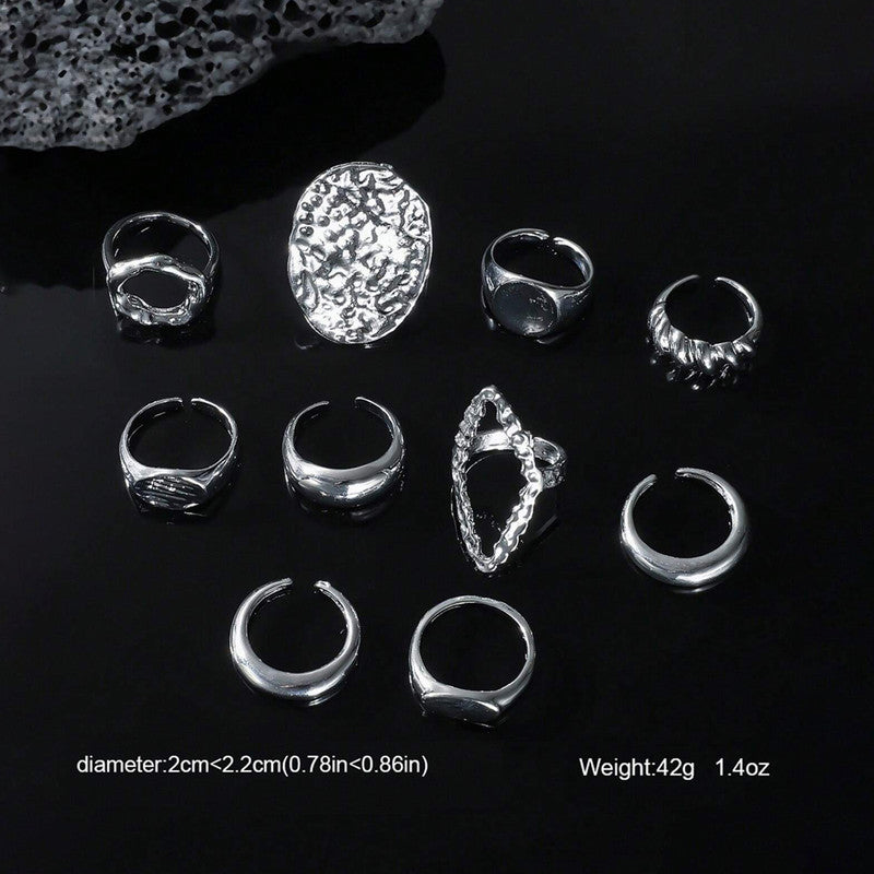 Trending Silver Plated Set of 10 Stackable Finger Rings - MySmartBazaar