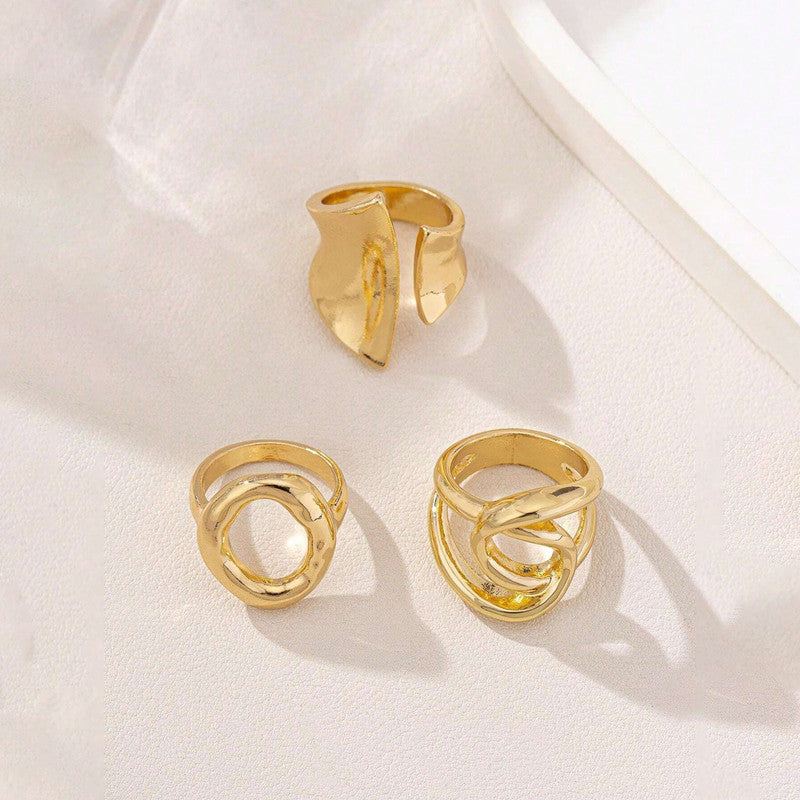 Trending Gold Plated Set of 3 Stackable Finger Rings - MySmartBazaar