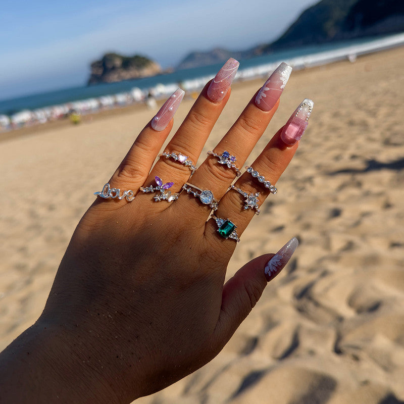 Trending Silver Plated Love inspired Set of 9 Stackable Finger Rings - MySmartBazaar