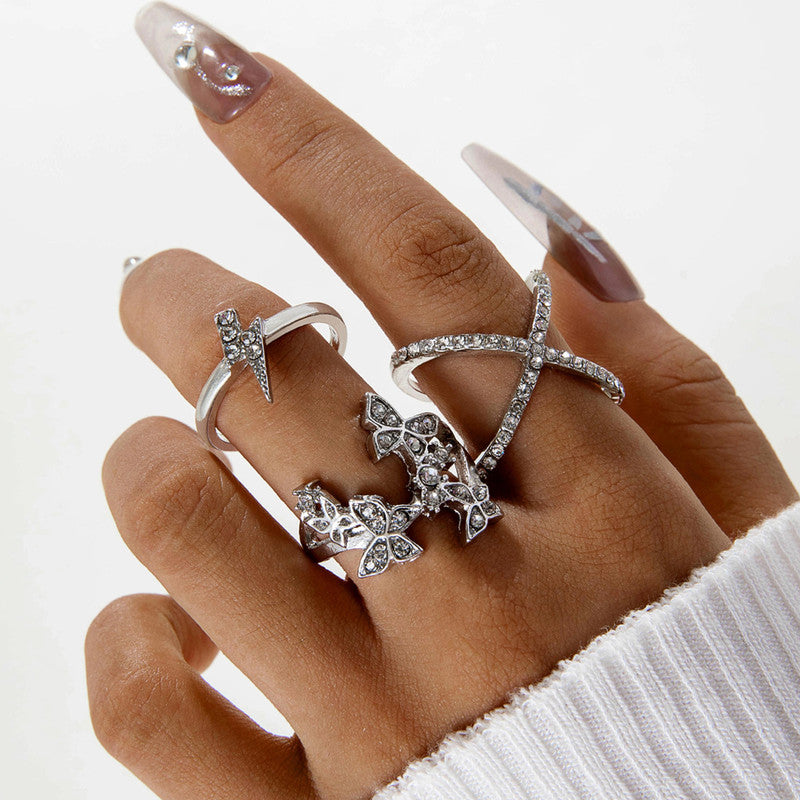 Trending Silver Plated Butterfly inspired Set of 3 Stackable Finger Rings - MySmartBazaar