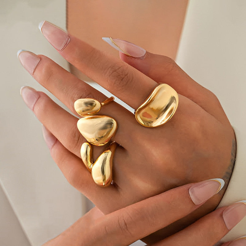 Gold Plated Stackable Rings Pack of 3 For Women
