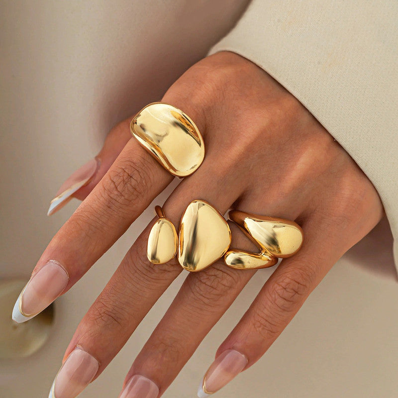 Gold Plated Stackable Rings Pack of 3 For Women