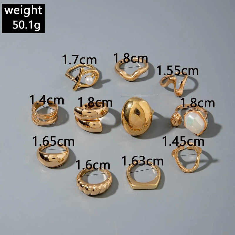 Gold Plated Stackable Rings Pack of 10 For Women