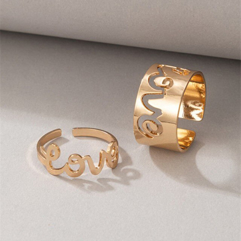 Gold Plated Stackable Love Rings Combo of 2 For Women - MySmartBazaar