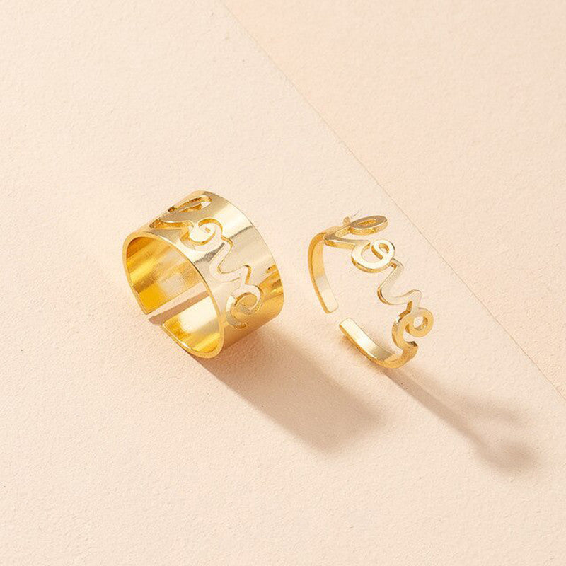 Gold Plated Stackable Love Rings Combo of 2 For Women - MySmartBazaar
