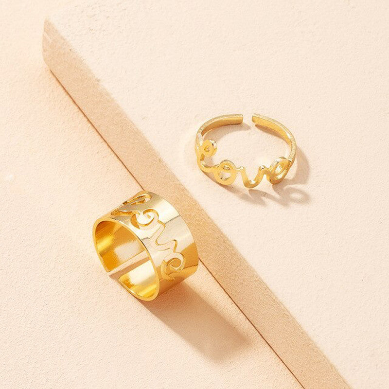 Gold Plated Stackable Love Rings Combo of 2 For Women - MySmartBazaar