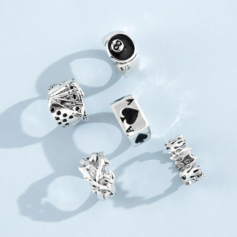 Silver Plated Stackable Rings Combo of 5 For Women - MySmartBazaar