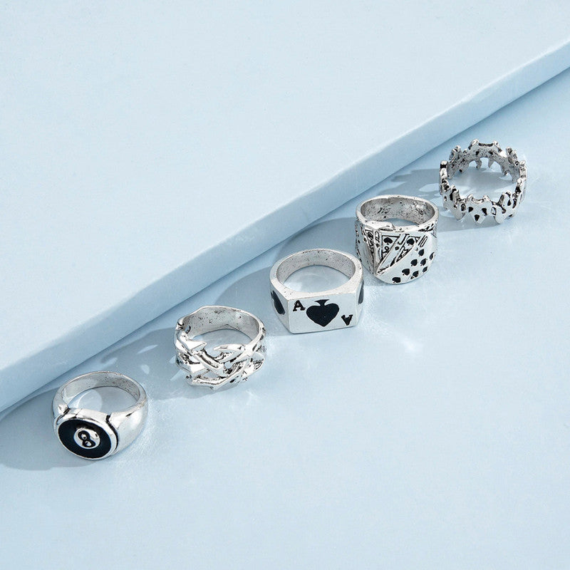 Silver Plated Stackable Rings Combo of 5 For Women - MySmartBazaar