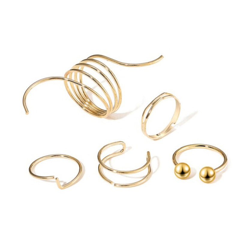 Gold Plated Gold-Toned Rings Set of 5 For Women - MySmartBazaar