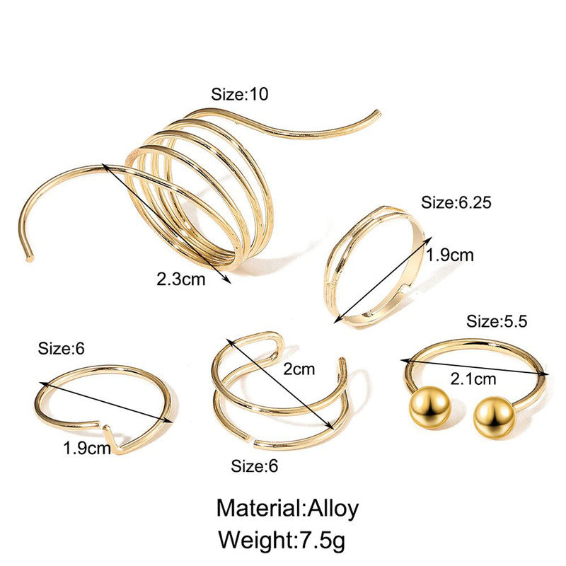 Gold Plated Gold-Toned Rings Set of 5 For Women - MySmartBazaar