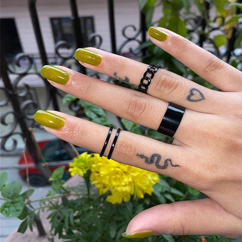 Black Silver Plated Contemporary Stackable Rings Set of 3 For Women - MySmartBazaar