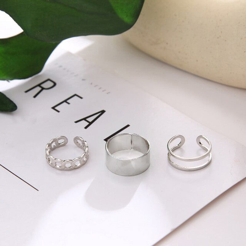 Silver Plated Contemporary Stackable Rings Set of 3 For Women - MySmartBazaar