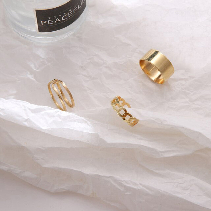 Gold Plated Contemporary Stackable Rings Set of 3 For Women - MySmartBazaar