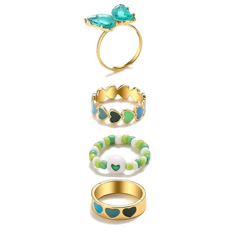 Multicolour Butterfly Stackable Rings Set of 4 For Women - MySmartBazaar