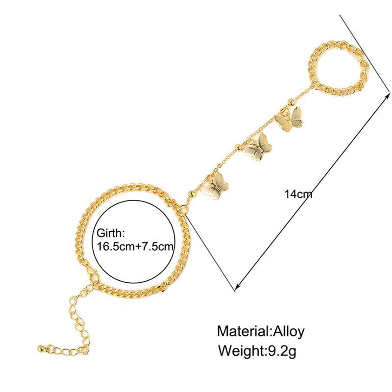 Gold Plated Butterfly inspired Contemporary Bracelet With Ring - MySmartBazaar