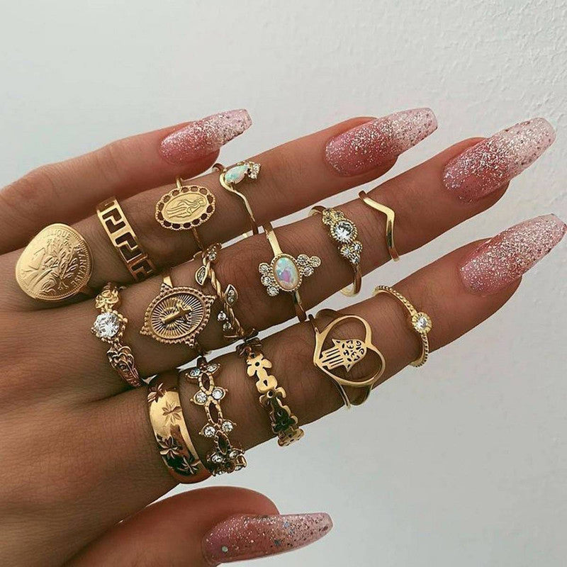 Women Contemporary Stackable Rings Set of 15 - MySmartBazaar