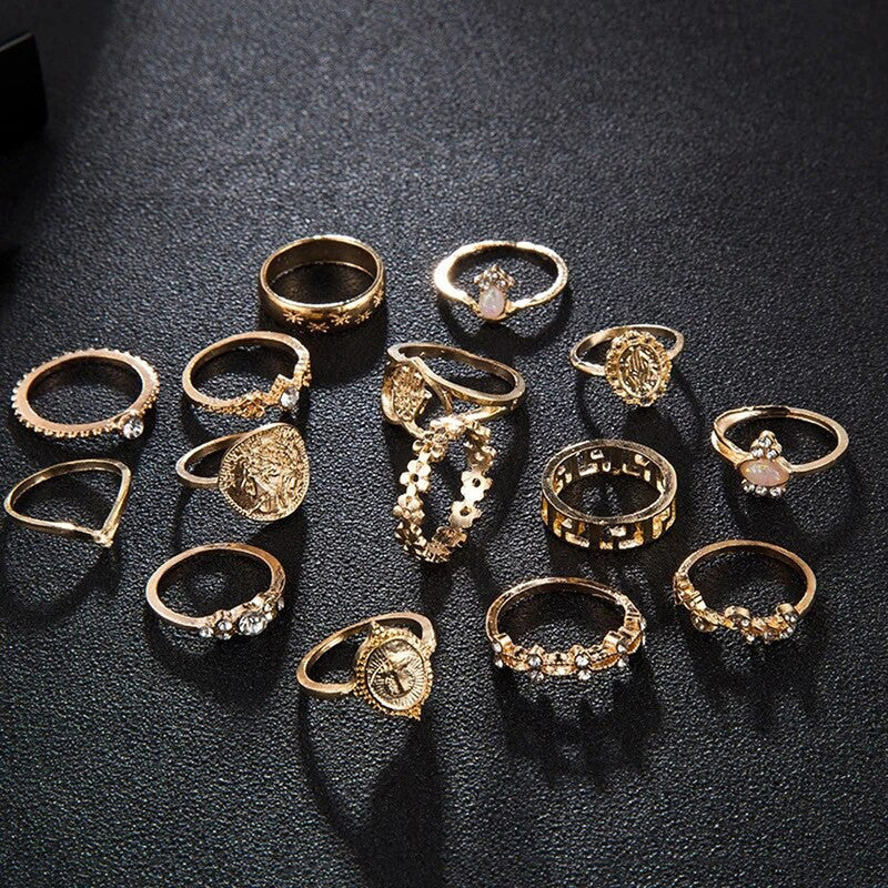 Women Contemporary Stackable Rings Set of 15 - MySmartBazaar