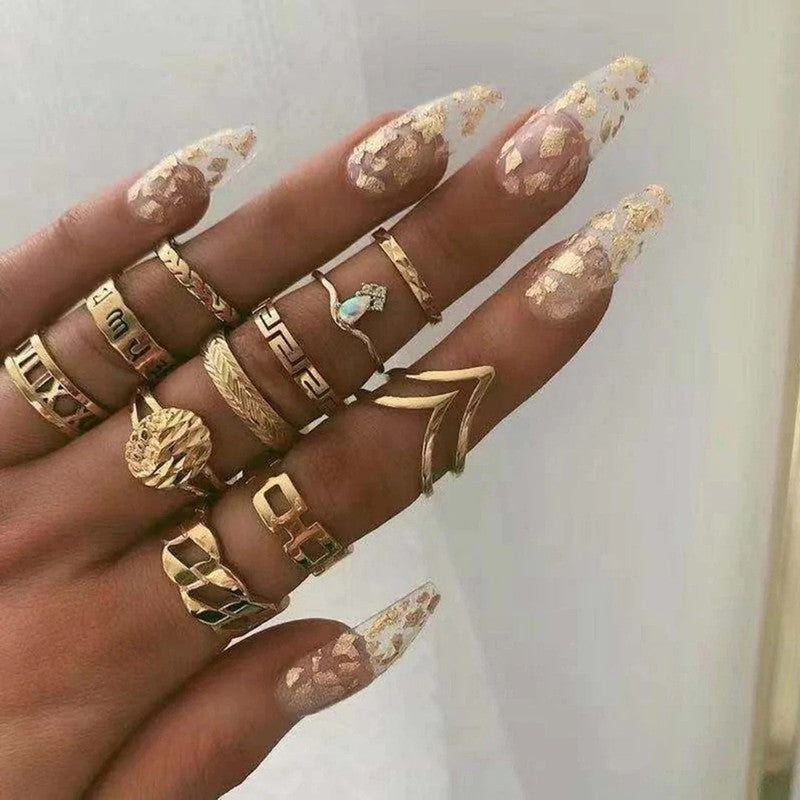 Gold Plated Contemporary Stackable Rings Set of 11 - MySmartBazaar