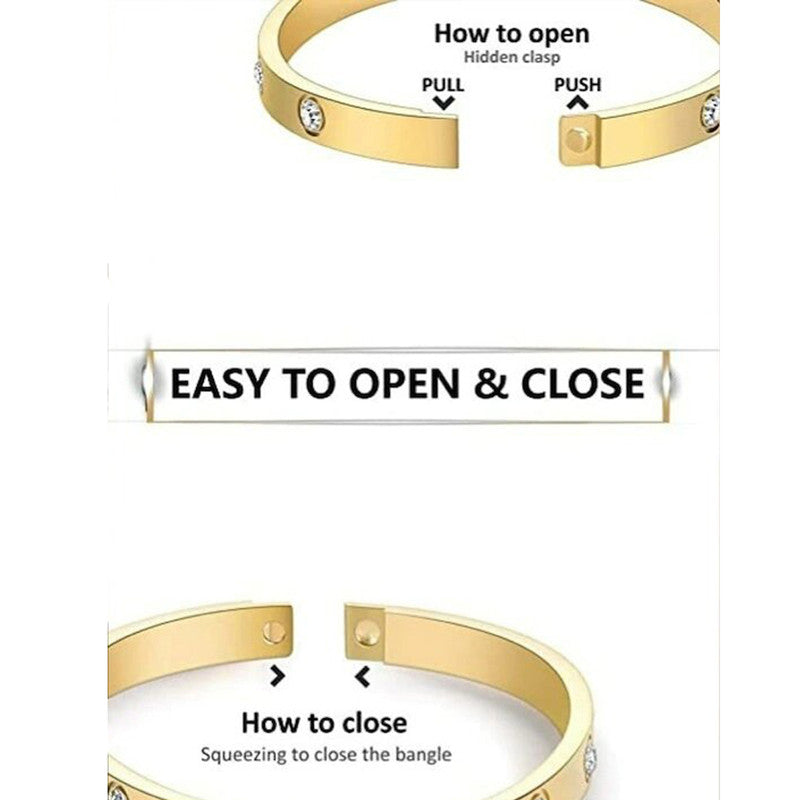 Stainless Steel Contemporary Gold Plated Love AD Anti-Tarnish Bracelet For Women - MySmartBazaar