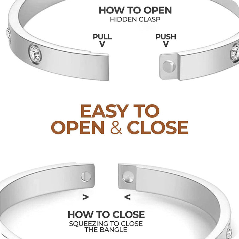 Stainless Steel Contemporary Silver Plated Love AD Anti-Tarnish Bracelet For Women - MySmartBazaar