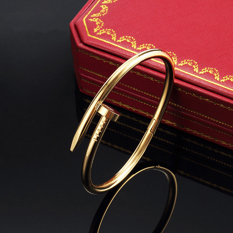 Stainless Steel Gold Plated Stainless Steel Anti Tarnish Nail Bracelet For Women - MySmartBazaar