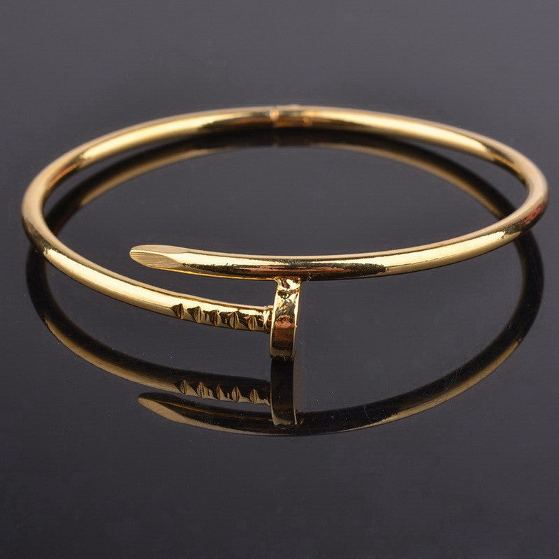 Stainless Steel Gold Plated Stainless Steel Anti Tarnish Nail Bracelet For Women - MySmartBazaar