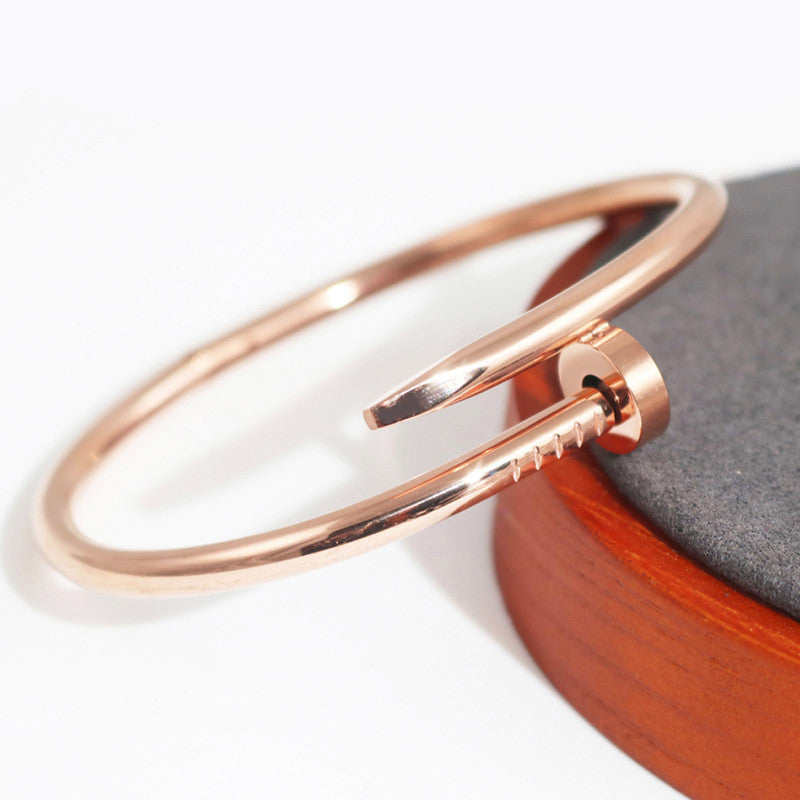 Stainless Steel Rose Gold Plated Stainless Steel Nail Bracelet For Women - MySmartBazaar