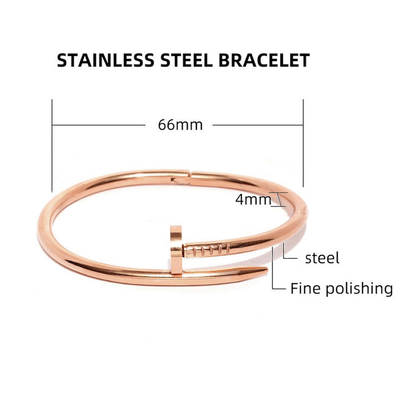 Stainless Steel Rose Gold Plated Stainless Steel Nail Bracelet For Women - MySmartBazaar