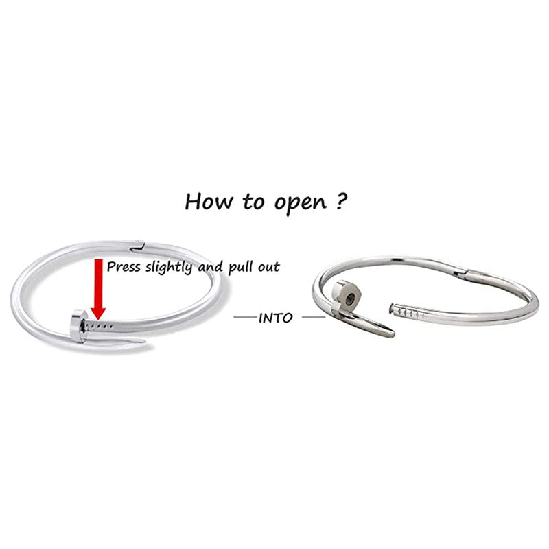 Stainless Steel Silver Plated Stainless Steel Anti Tarnish Nail Bracelet For Women - MySmartBazaar