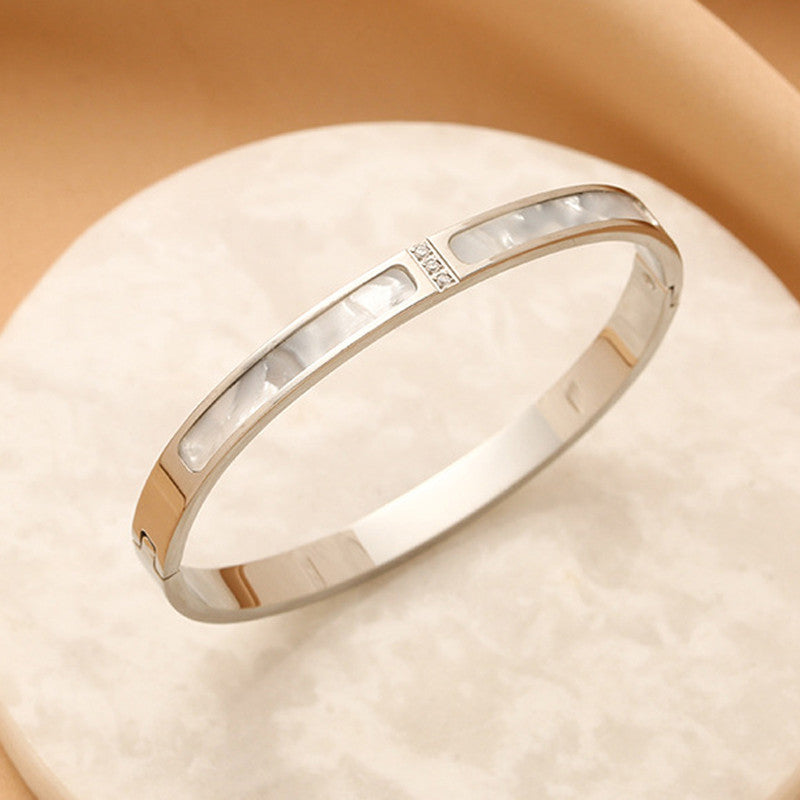 Stainless Steel Silver Plated Mother of Pearls Contemporary Anti-Tarnish Bracelet For Women - MySmartBazaar