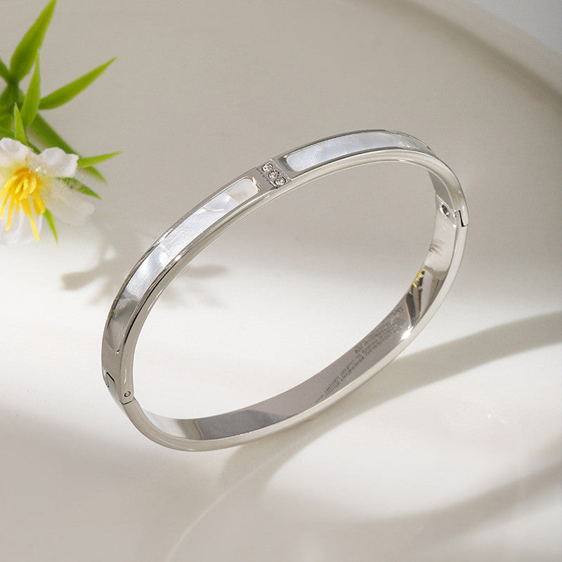 Stainless Steel Silver Plated Mother of Pearls Contemporary Anti-Tarnish Bracelet For Women - MySmartBazaar