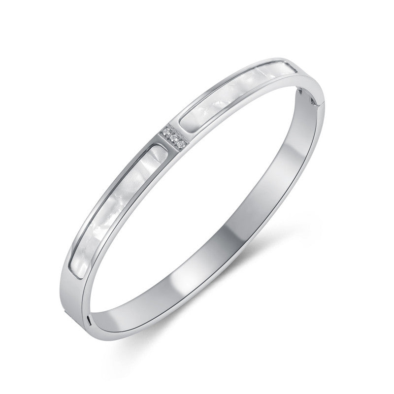 Stainless Steel Silver Plated Mother of Pearls Contemporary Anti-Tarnish Bracelet For Women - MySmartBazaar