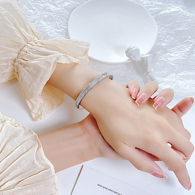 Stainless Steel Silver Plated Triple Lines American Diamond Contemporary Anti-Tarnish Bracelet For Women - MySmartBazaar