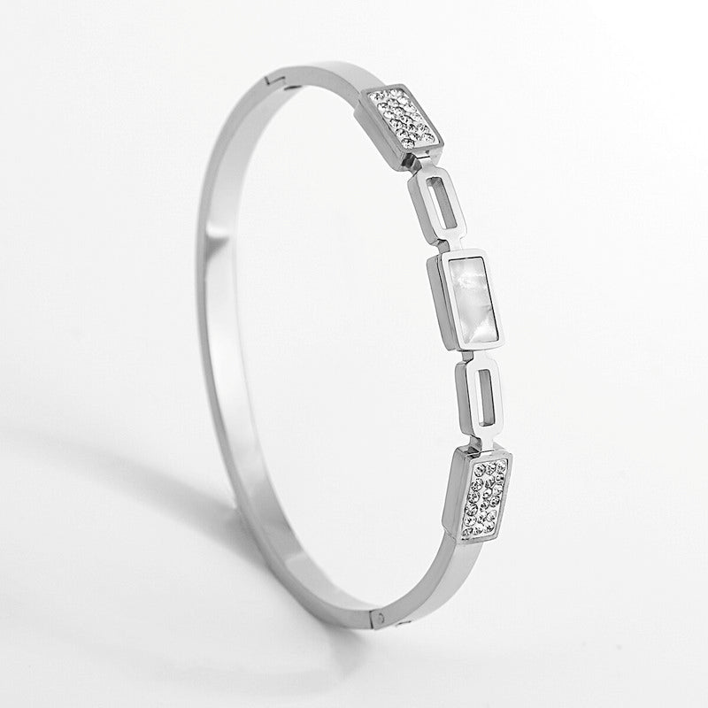 Stainless Steel Gold Plated Mother of Pearls Geometric Anti-Tarnish Bracelet For Women - MySmartBazaar