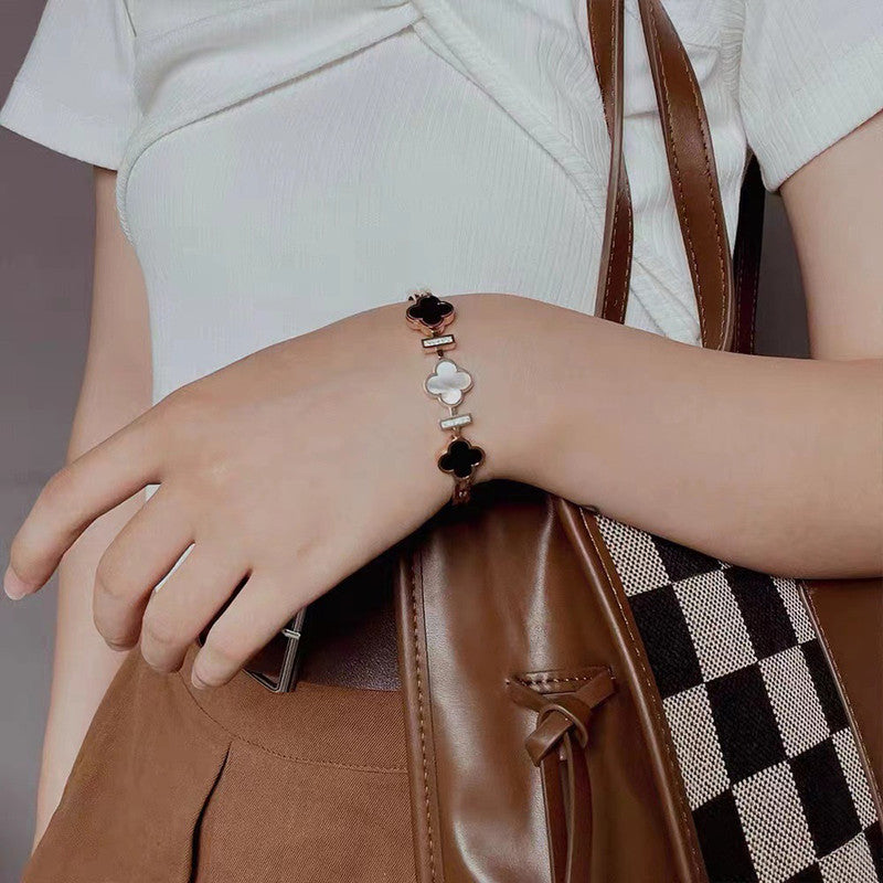 Stainless Steel Silver Plated Mother of Pearls Three Clover Leaf Irish Design Anti-Tarnish Bracelet For Women - MySmartBazaar