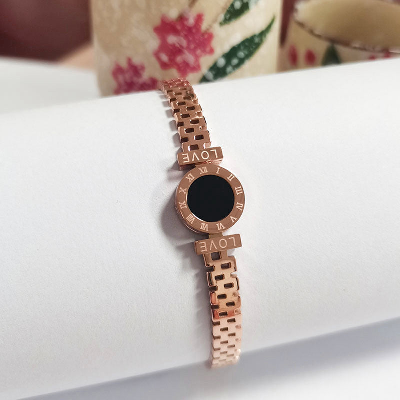 Stainless Steel Rose Gold Plated Roman Zig Zag Style Contemporary Bracelet For Women - MySmartBazaar
