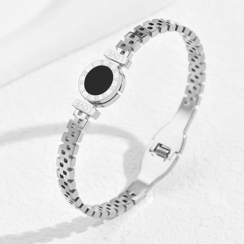 Stainless Steel Silver Plated Roman Zig Zag Style Contemporary Anti-Tarnish Bracelet For Women - MySmartBazaar