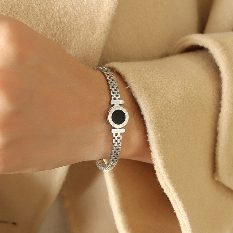 Stainless Steel Silver Plated Roman Zig Zag Style Contemporary Anti-Tarnish Bracelet For Women - MySmartBazaar