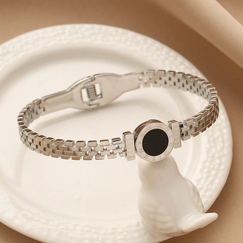 Stainless Steel Silver Plated Roman Zig Zag Style Anti-Tarnish Bracelet For Women - MySmartBazaar