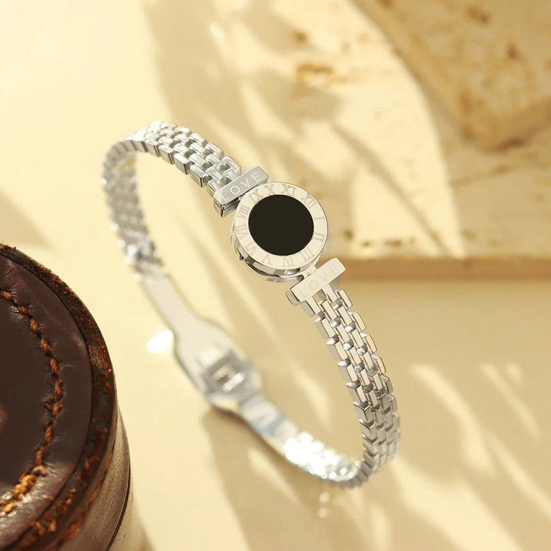 Stainless Steel Silver Plated Roman Zig Zag Style Anti-Tarnish Bracelet For Women - MySmartBazaar