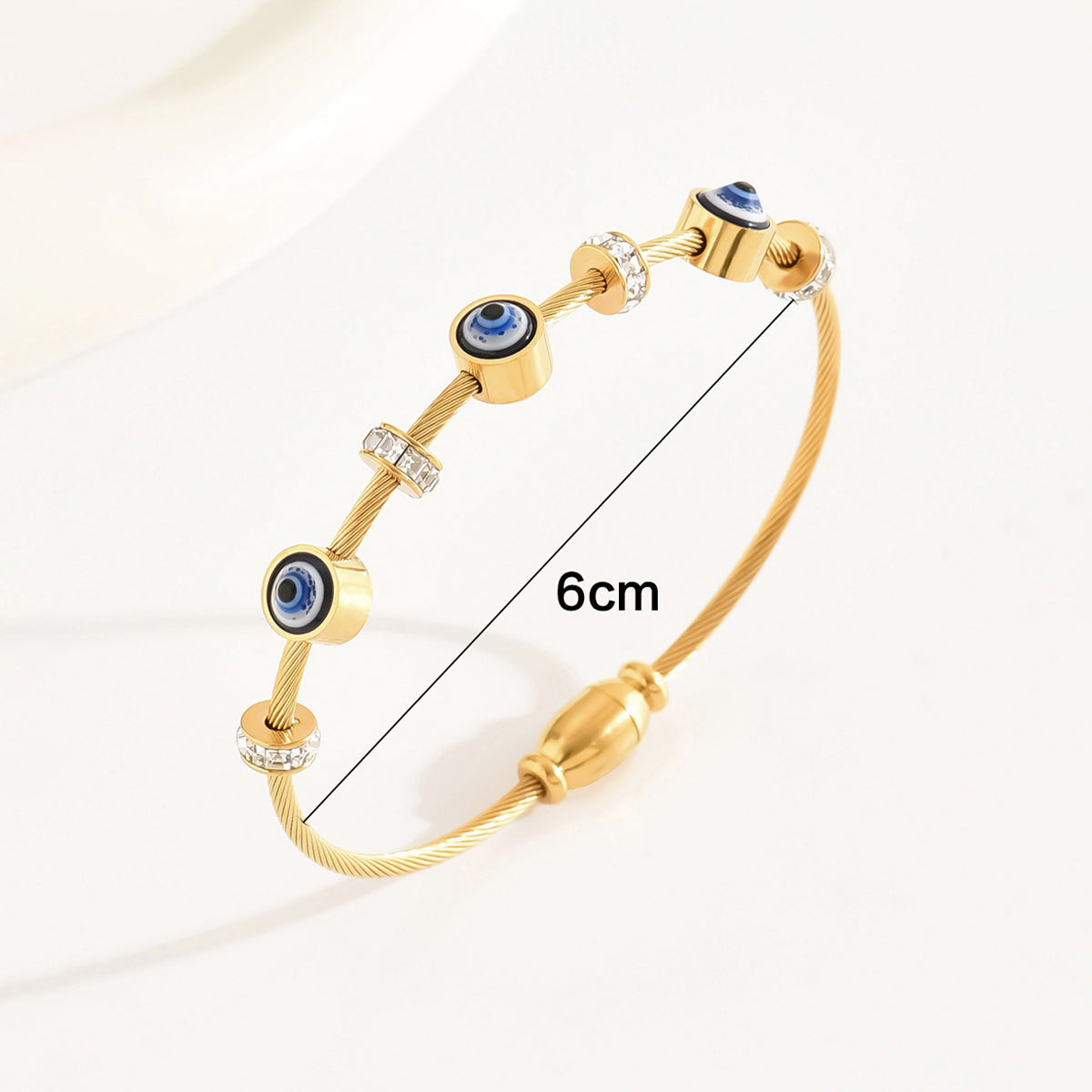 Stainless Steel Gold Plated Evil Eye Anti-Tarnish Bracelet For Women