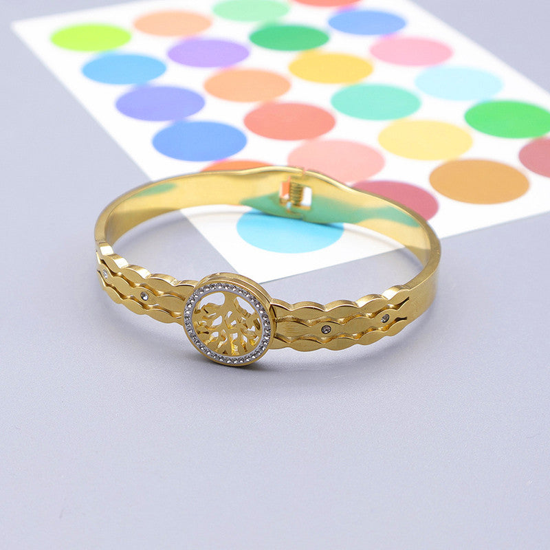 Gold Plated Stainless Steel Contemporary Anti Tarnish Geometric Bracelet