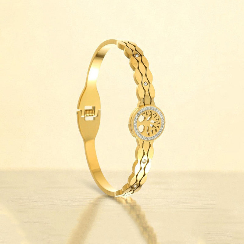 Gold Plated Stainless Steel Contemporary Anti Tarnish Geometric Bracelet