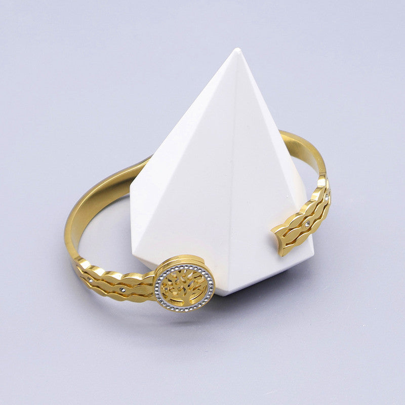 Gold Plated Stainless Steel Contemporary Anti Tarnish Geometric Bracelet
