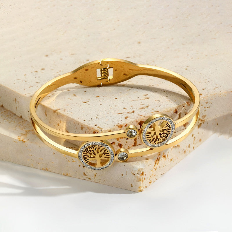Gold Plated Stainless Steel Contemporary Anti Tarnish Geometric Bracelet