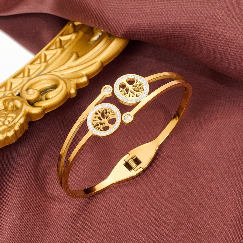 Gold Plated Stainless Steel Contemporary Anti Tarnish Geometric Bracelet